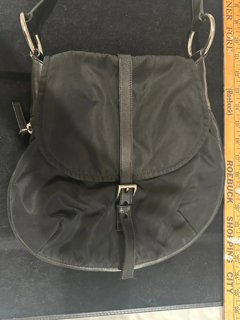 Prada Black Nylon Shoulder Hobo with Leather Trim - Picture 2 of 16